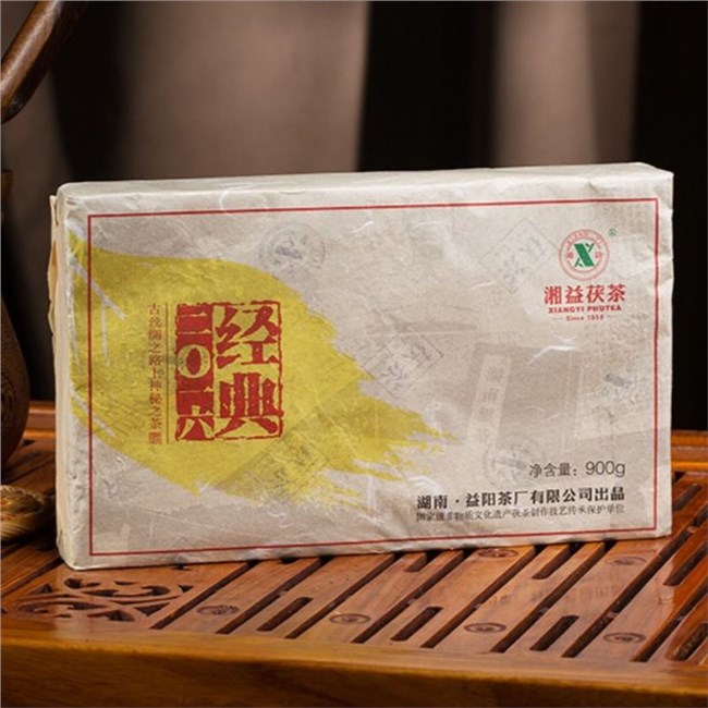 湘益茯茶900g经典2016金花茯砖黑茶